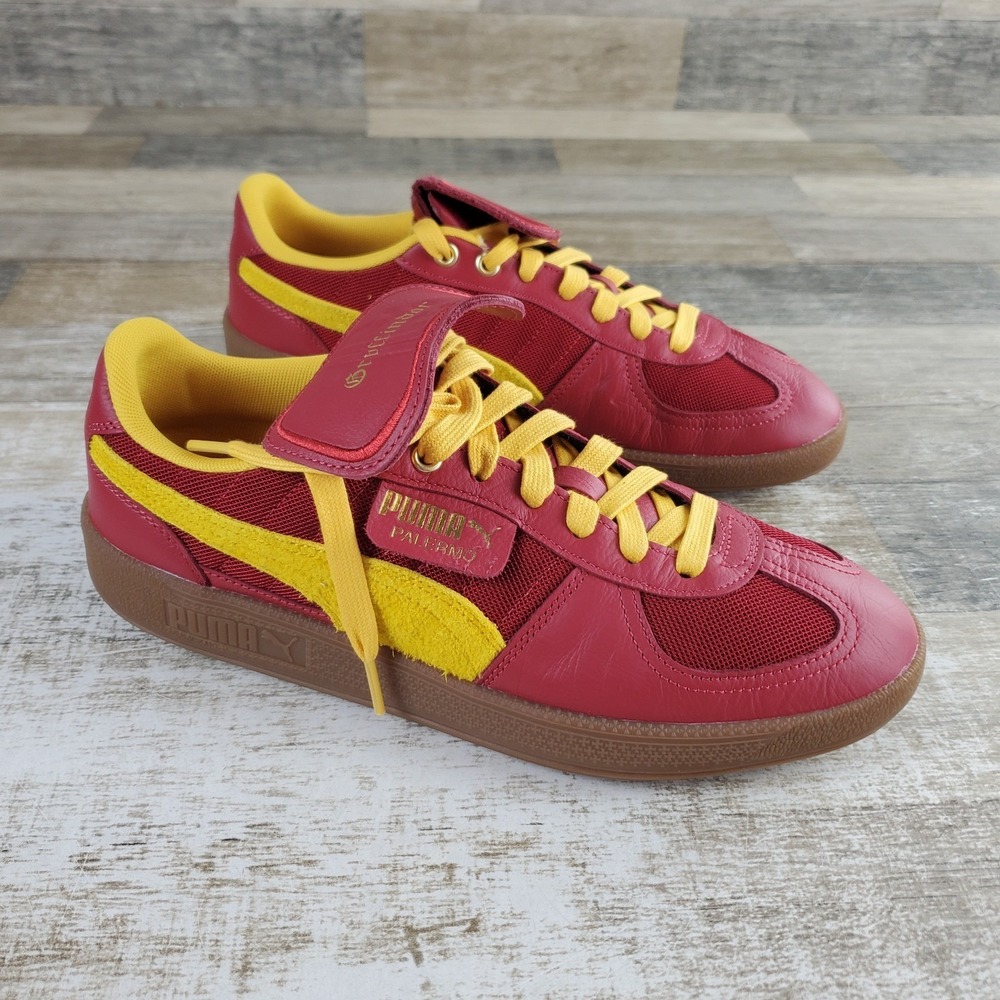 Puma X Harry Potter Palermo Mens Shoes Sz 10 Dark Crimson Yellow Leather Sneaker